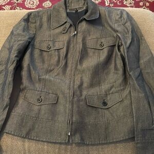Jenne Maag Size Medium Zip Up Blazer Jacket Cotton Linen (TD)
